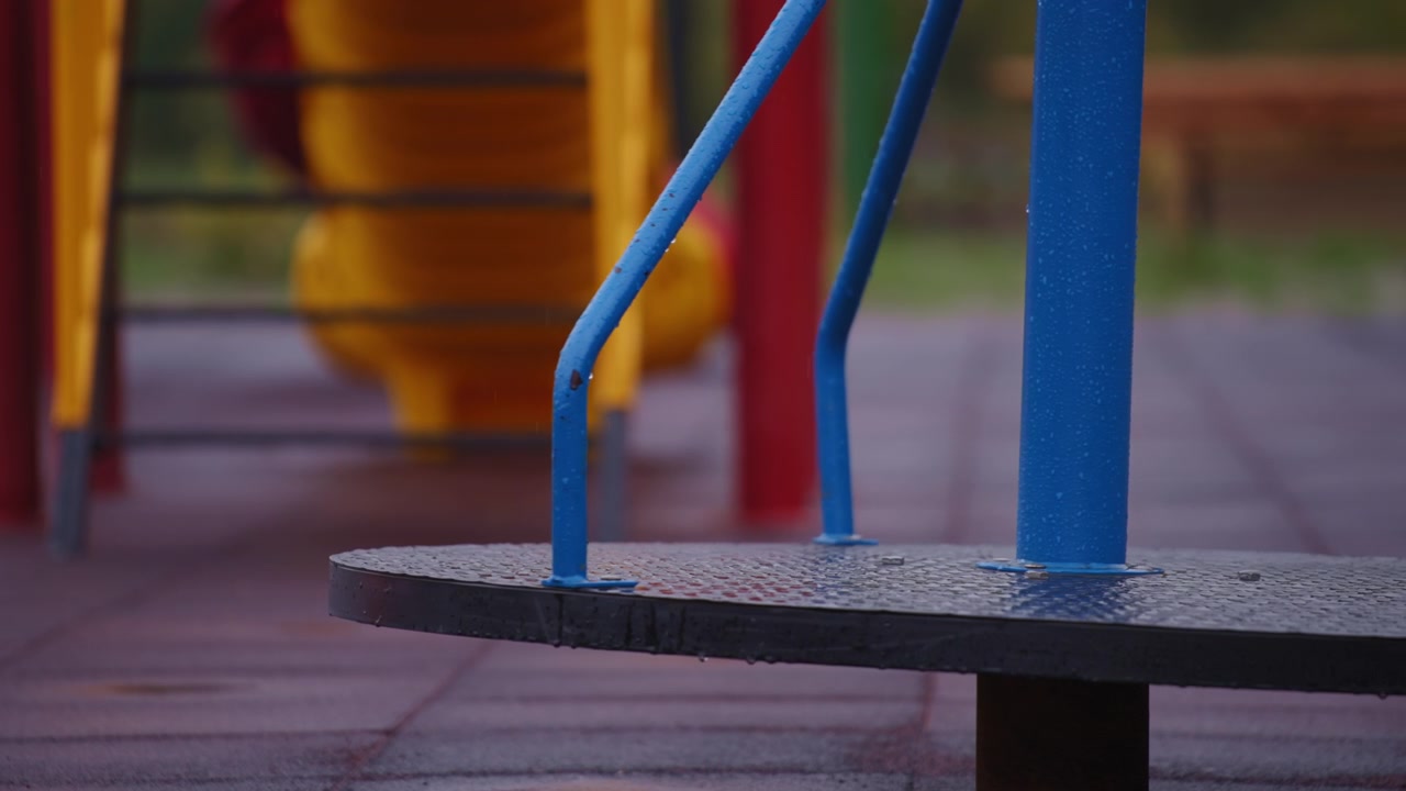 Empty wet playground in the park