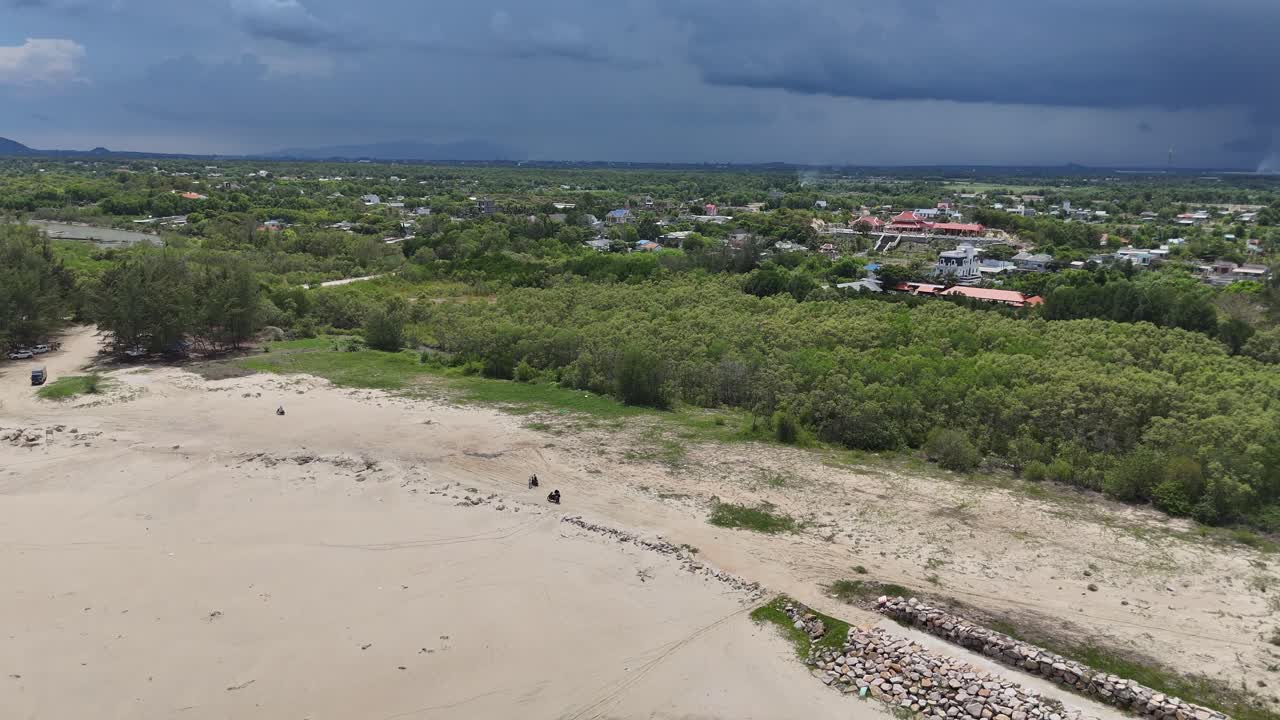 Aerial View Dolly of the Secret Beach and the Stormy Clouds in Vung Tau