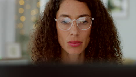 Computer,-glasses-and-business-woman-reading-email