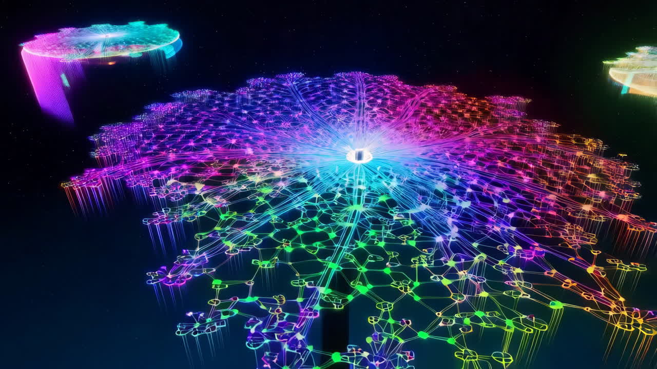 Abstract Glowing Network Flower in Space