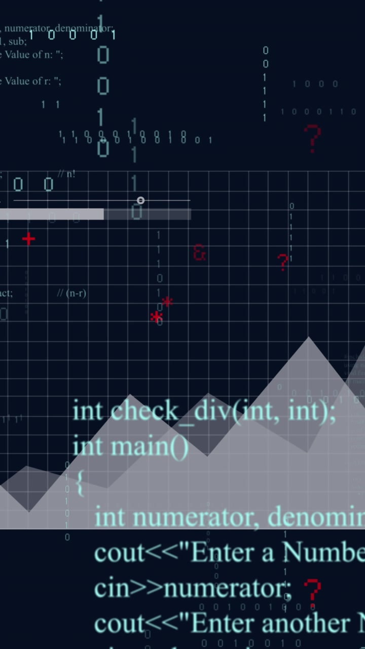 Animación de procesamiento de datos sobre pantalla en fondo oscuro