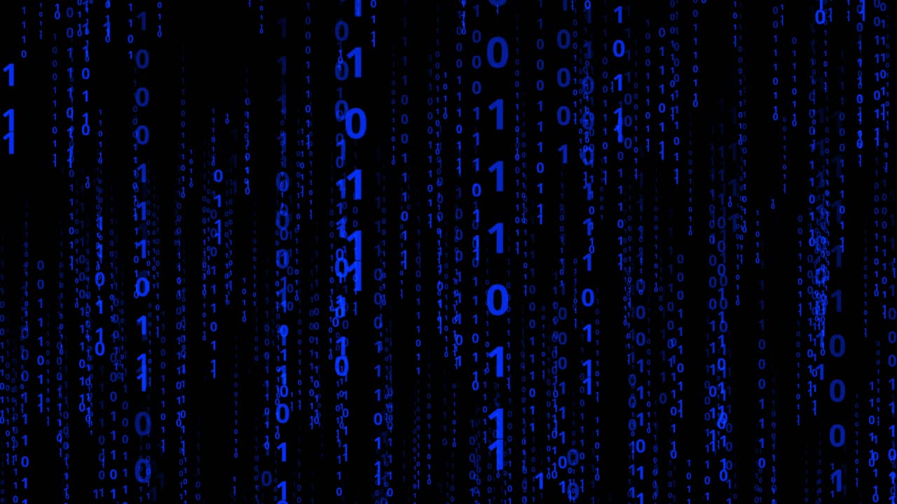 Binary code strings. Matrix style backdrop in blue