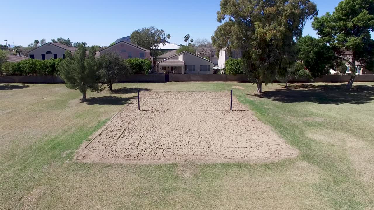 imágenes de drones del parque de la ciudad de scottsdale, cancha de baloncesto, cancha de baloncesto y cancha de voleibol