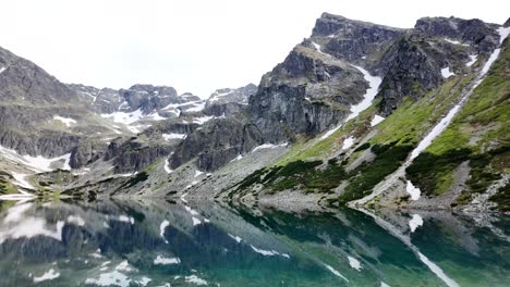 High,-rocky-mountains,-the-Tatra-Mountains-and-the-black-pond