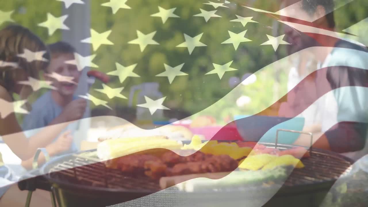 바베큐 를 하는 미국인 가족