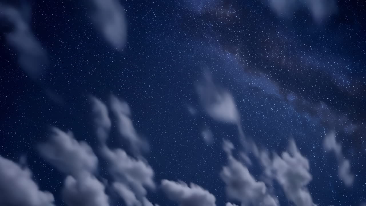 Starry Night Sky Through Clouds