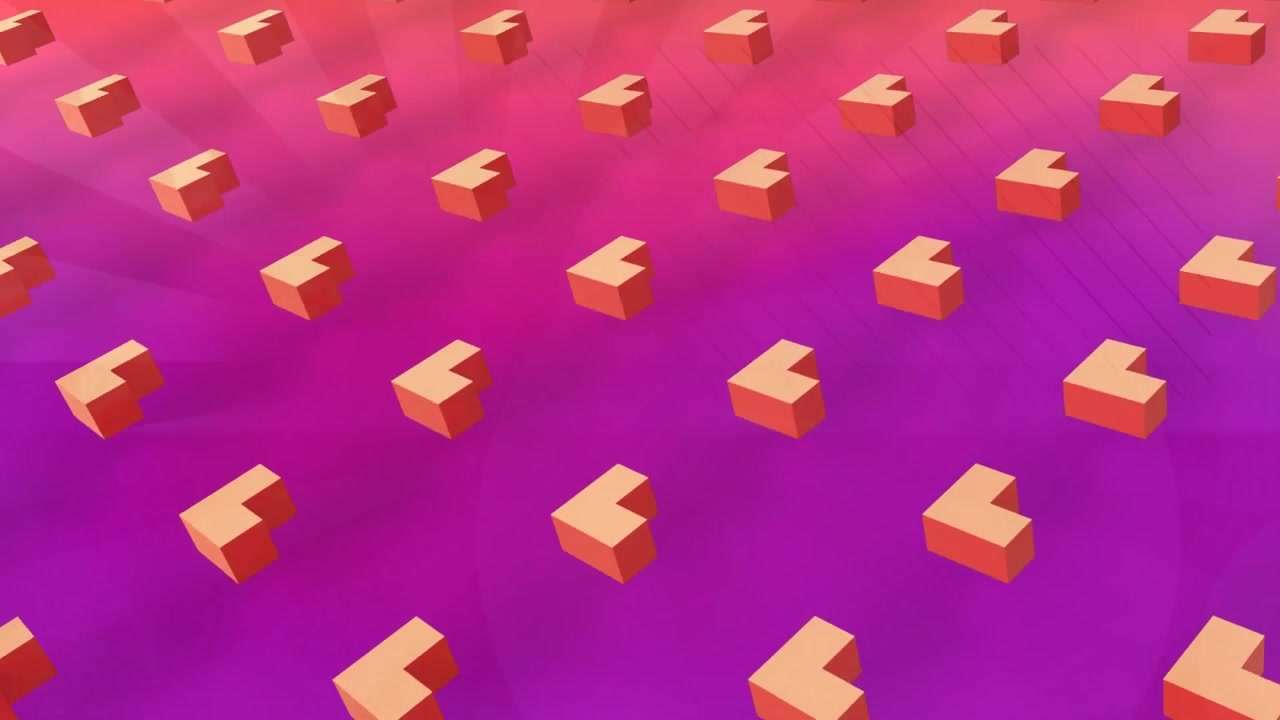 Animazione di file di forme su sfondo rosa.