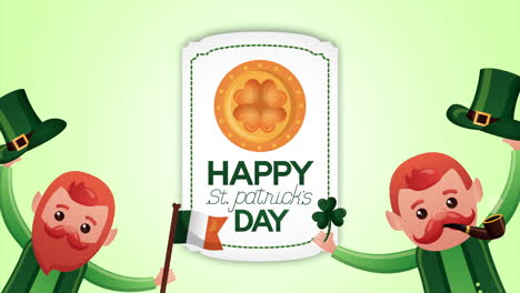 st patricks day animated card with elfs characters