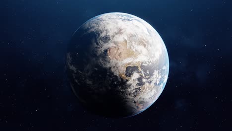 rotatie planeet. aardbol. wereldkaartontwerp. globale bol planeet. realistische aarde die in een naadloze lus draait