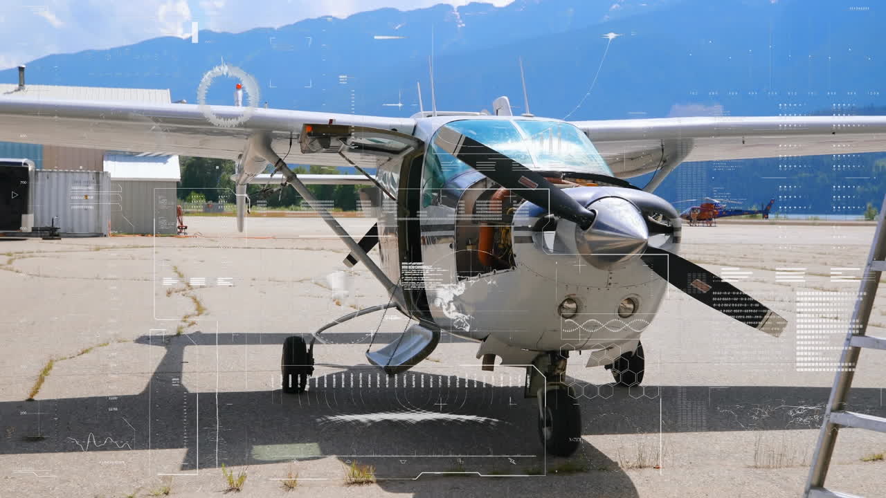 항공기에서 금융 데이터 처리의 애니메이션