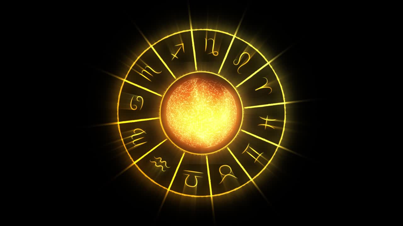 Ruota dello zodiaco con simboli zodiacali