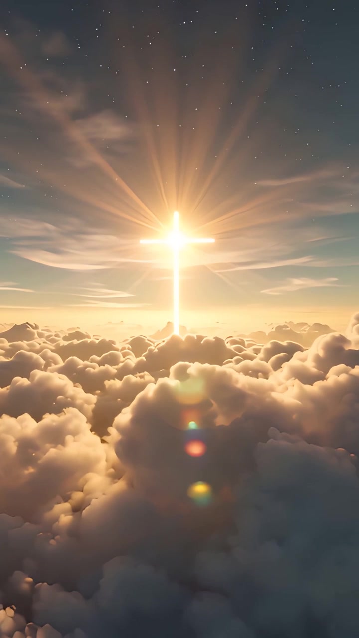 Sfondo per Adorazione 4K: Croce Cristiana e Luce Celeste