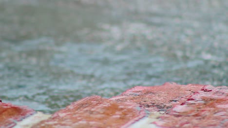 Rain-On-Old-Broken-Chicago-Brick-Close-Up-During-Day