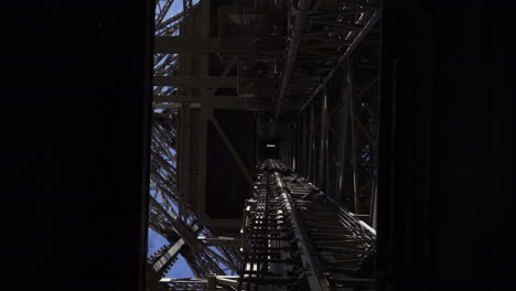 inside the eiffel tower elevator shaft