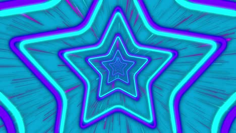 animation of star neon vibrant pattern over blue background