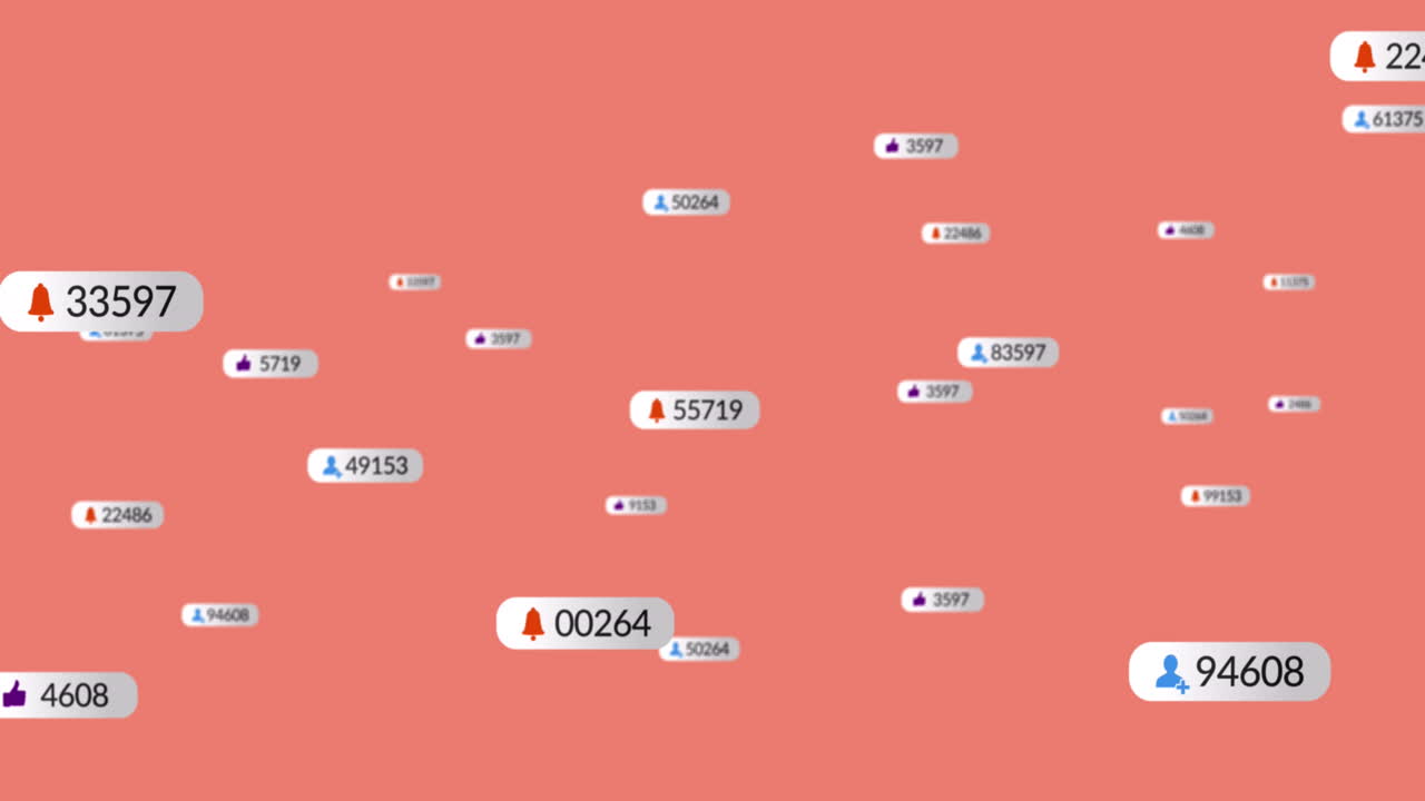 Animation of social media data processing over pink background