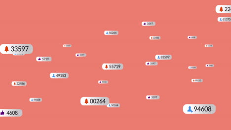 animación del procesamiento de datos de las redes sociales sobre un fondo rosa.