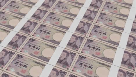 5000 japanese yen banknotes printing by a money press