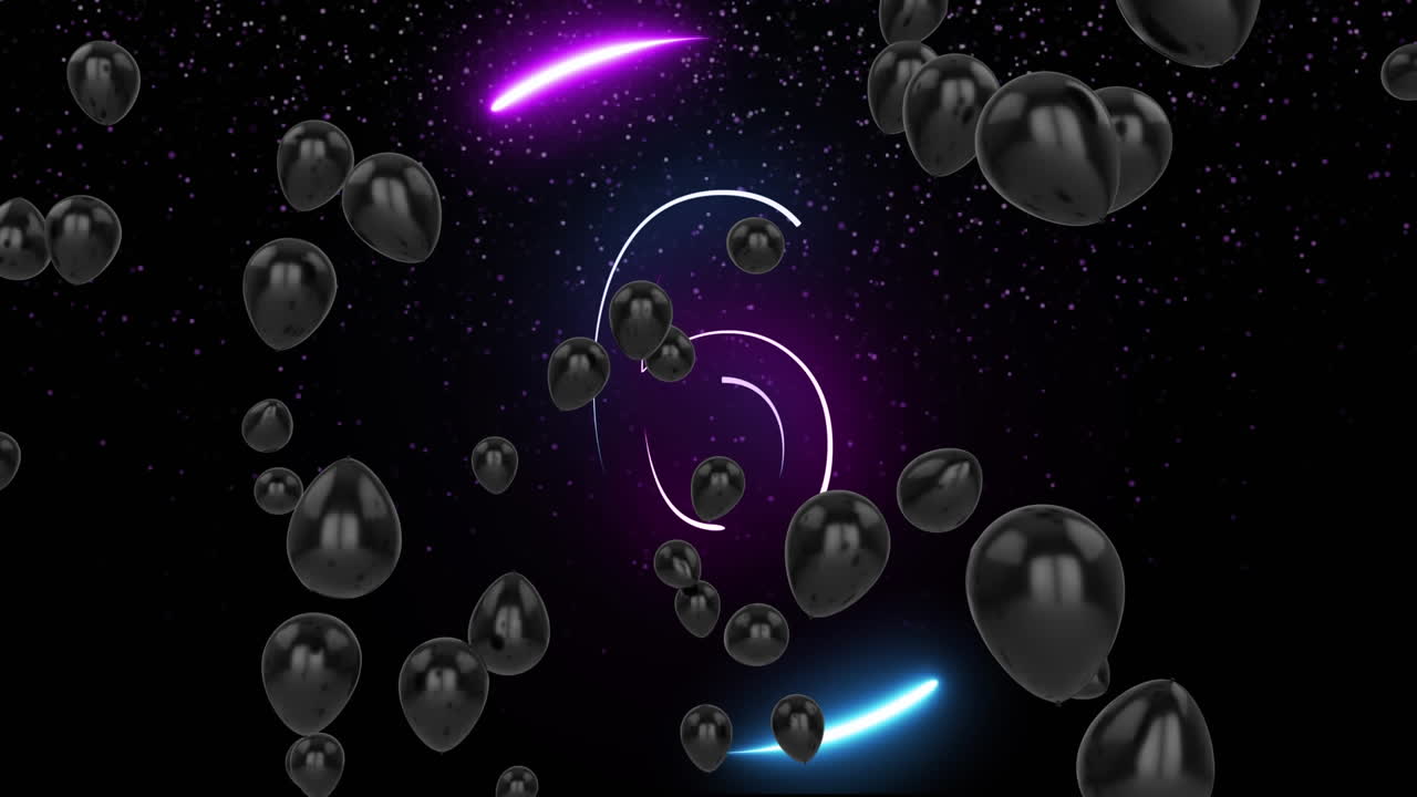 animación de números rosados y azules brillantes de 10 a 0, contando hacia atrás para el año nuevo sobre fondo negro