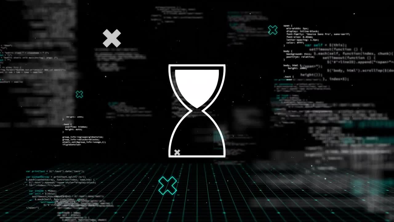 Animation of egg timer icon over data processing