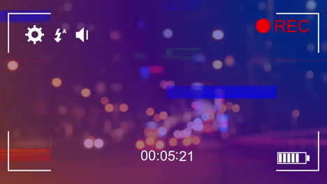 animation of flickering rectangles with glitch, digital interface camera recording road traffic