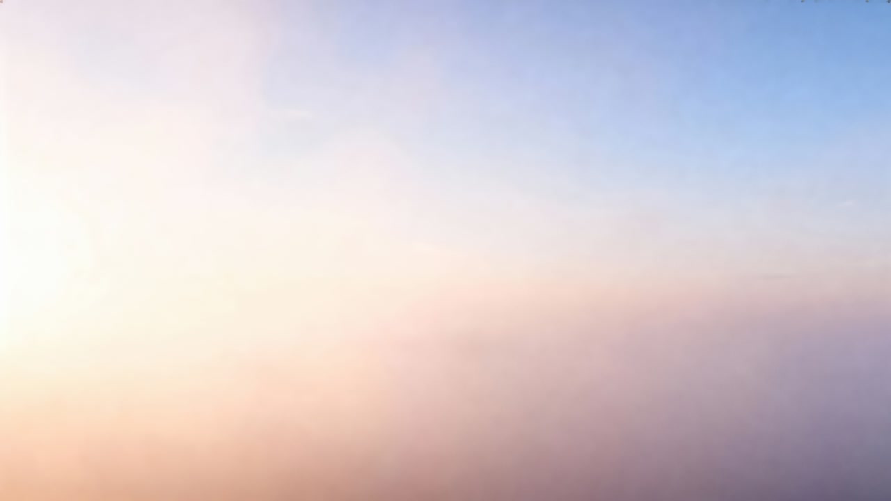 Showing sky above clouds and haze slowly shifting color as sun moving near horizon, with specks