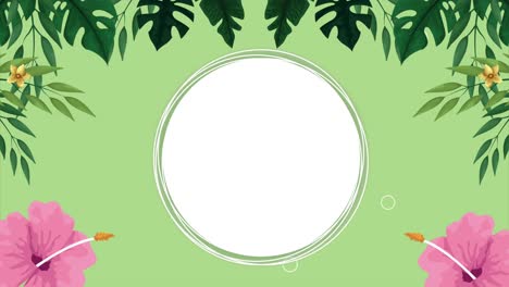 flowers and leafs circular frame