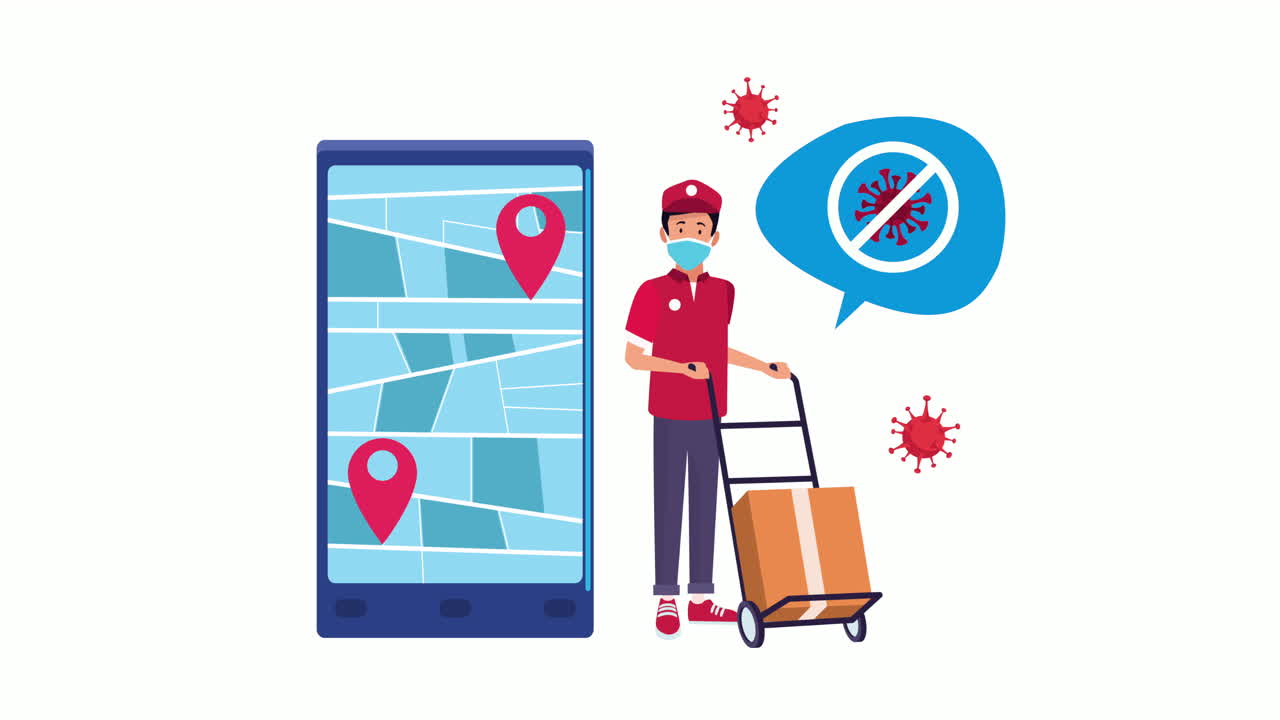 스마트폰에서 배달 노동자와 함께 코로나19 캠페인을 중단하십시오.