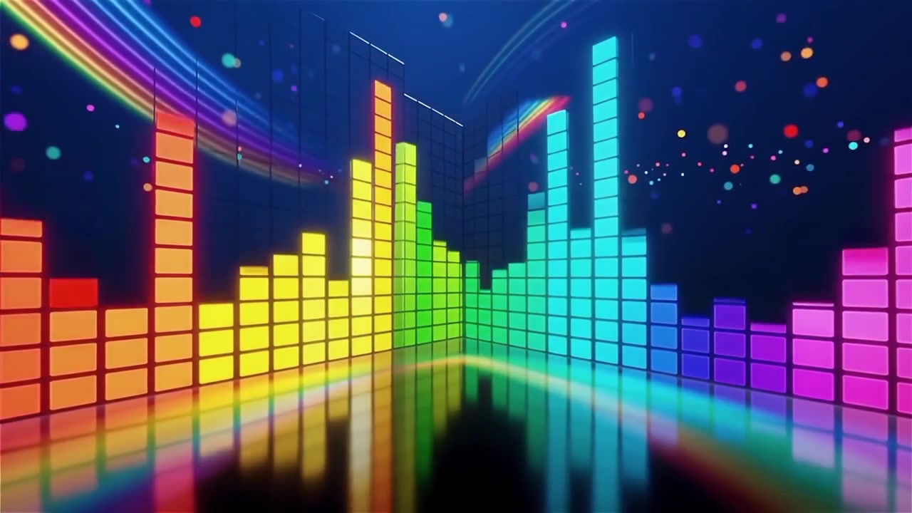 Futuristic Rainbow Neon Music Equalizer Visualizer Background
