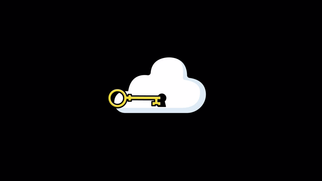 Animated Key Unlocking Cloud Security Concept