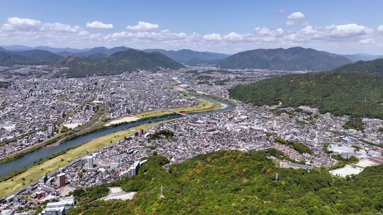 Bắc Hiroshima, sông Ota, thành phố và phong cảnh.