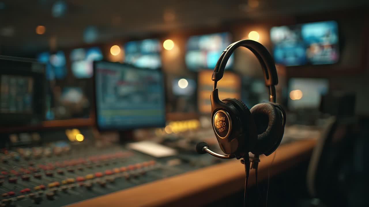A Captivating Glimpse into a Modern Broadcast Studio: Exploring the Tools and Technology Behind Audio Production and Media Operations