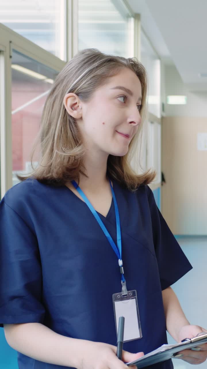 Nurse in hospital hallway