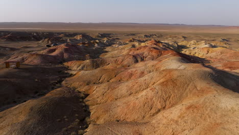 tsagaan suvarga rock formations in mongolia - aerial drone shot