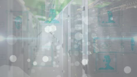 animation of data processing over server room