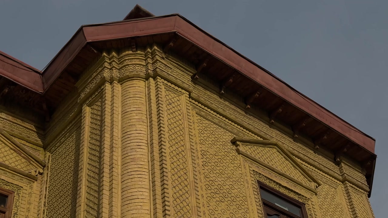 Brick coloumn in facade construction Tehran Iran traditional architecture historic Persian urban city landscape fountain sunset cultural heritage Middle East tourism attraction travel ancient design