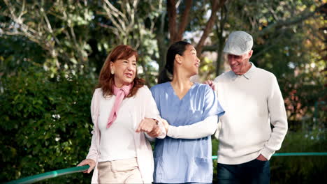 elderly care support in a park