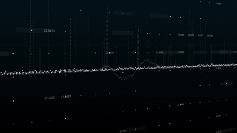 white graphs and numbers moving against black background