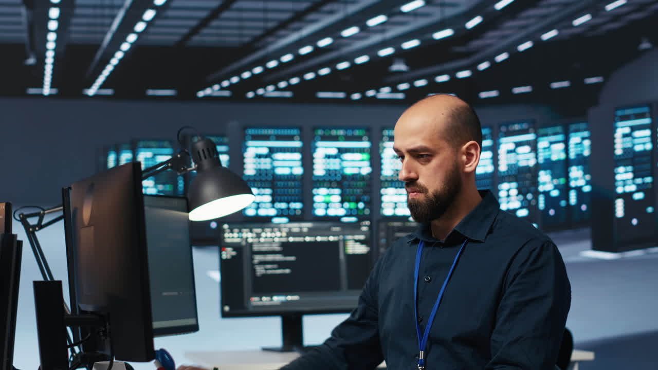 Software specialist doing maintenance on server clusters