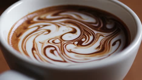 close-up of coffee with beautiful latte art