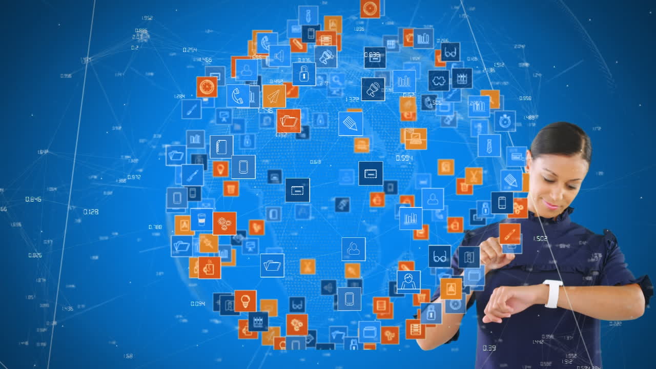 mujer comprobando reloj inteligente