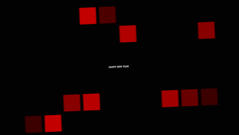 Happy New Year with red squares pattern on black gradient