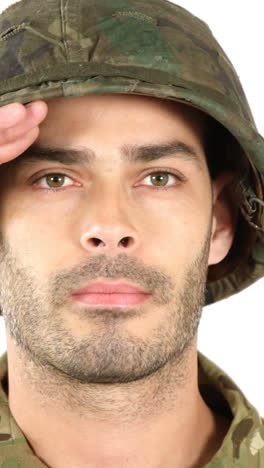 soldier saluting on white background