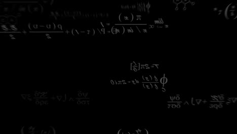 animation of mathematical equations processing on black background