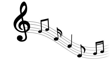 aanimated background with musical notes. white background