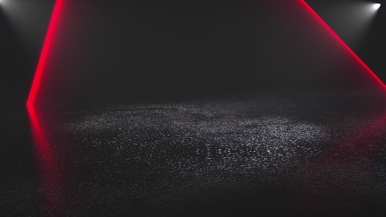 muchos triángulos de neón en el espacio, telón de fondo generado por computadora abstracta, renderizado en 3d