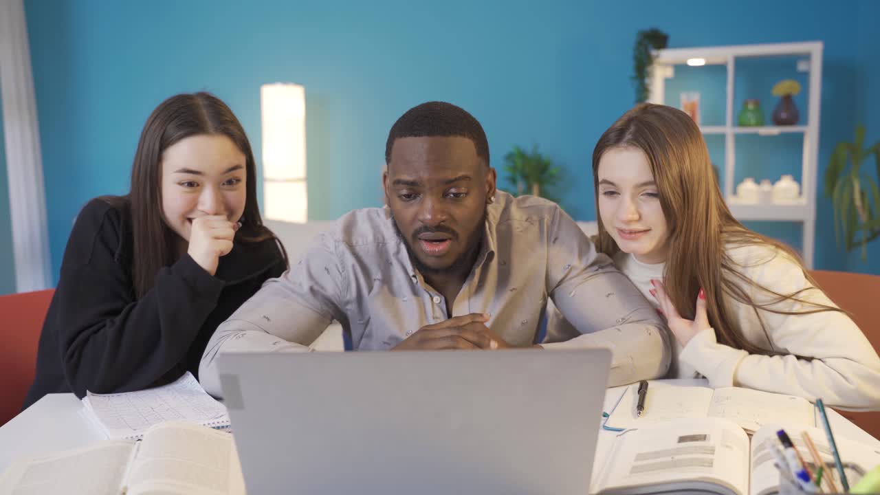 Asian, African and European college friends.