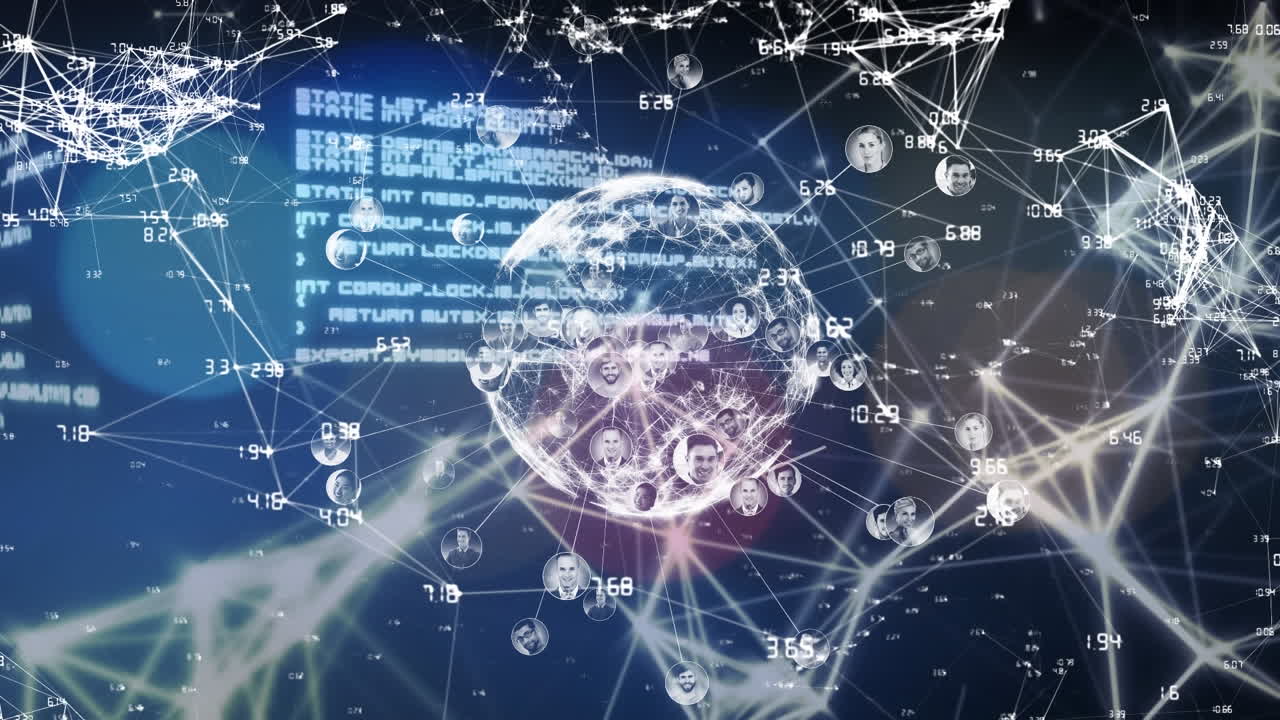 연결 및 데이터 처리의 네트워크를 통해 지구의 애니메이션