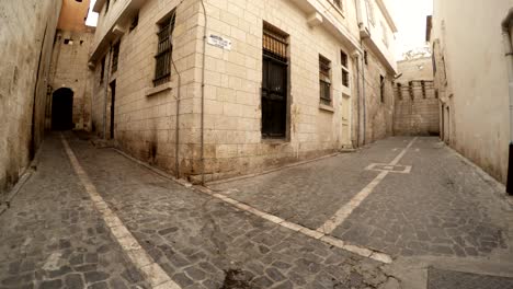 corner of empty narrow ancient stone streets sanliurfa