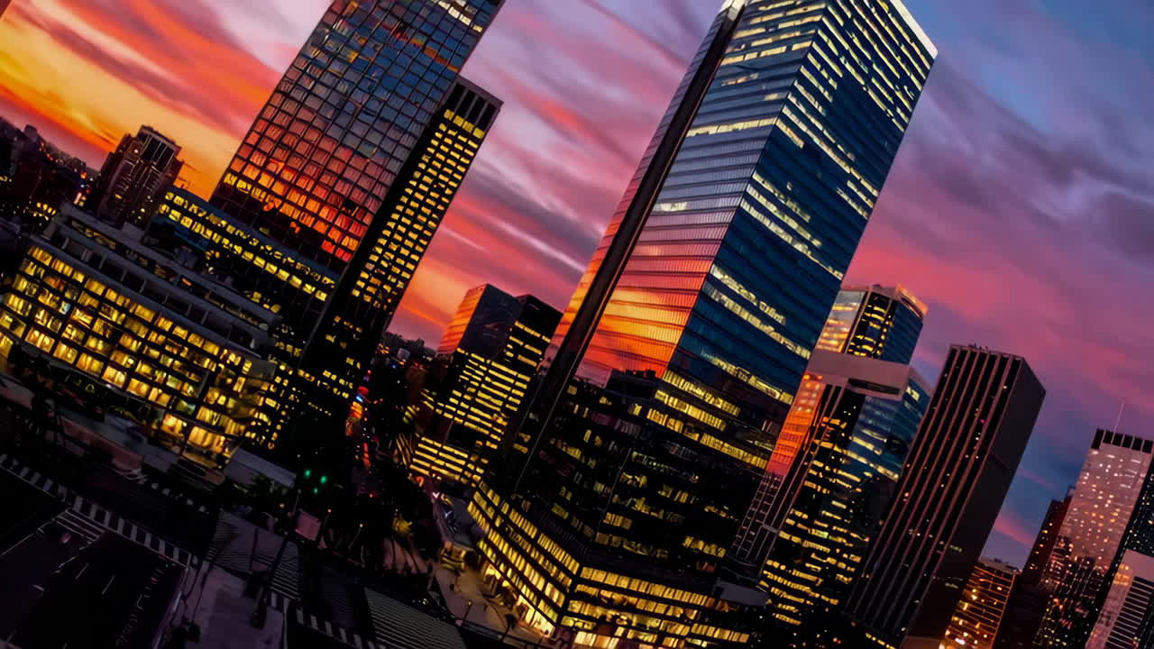 horizonte de la ciudad al atardecer